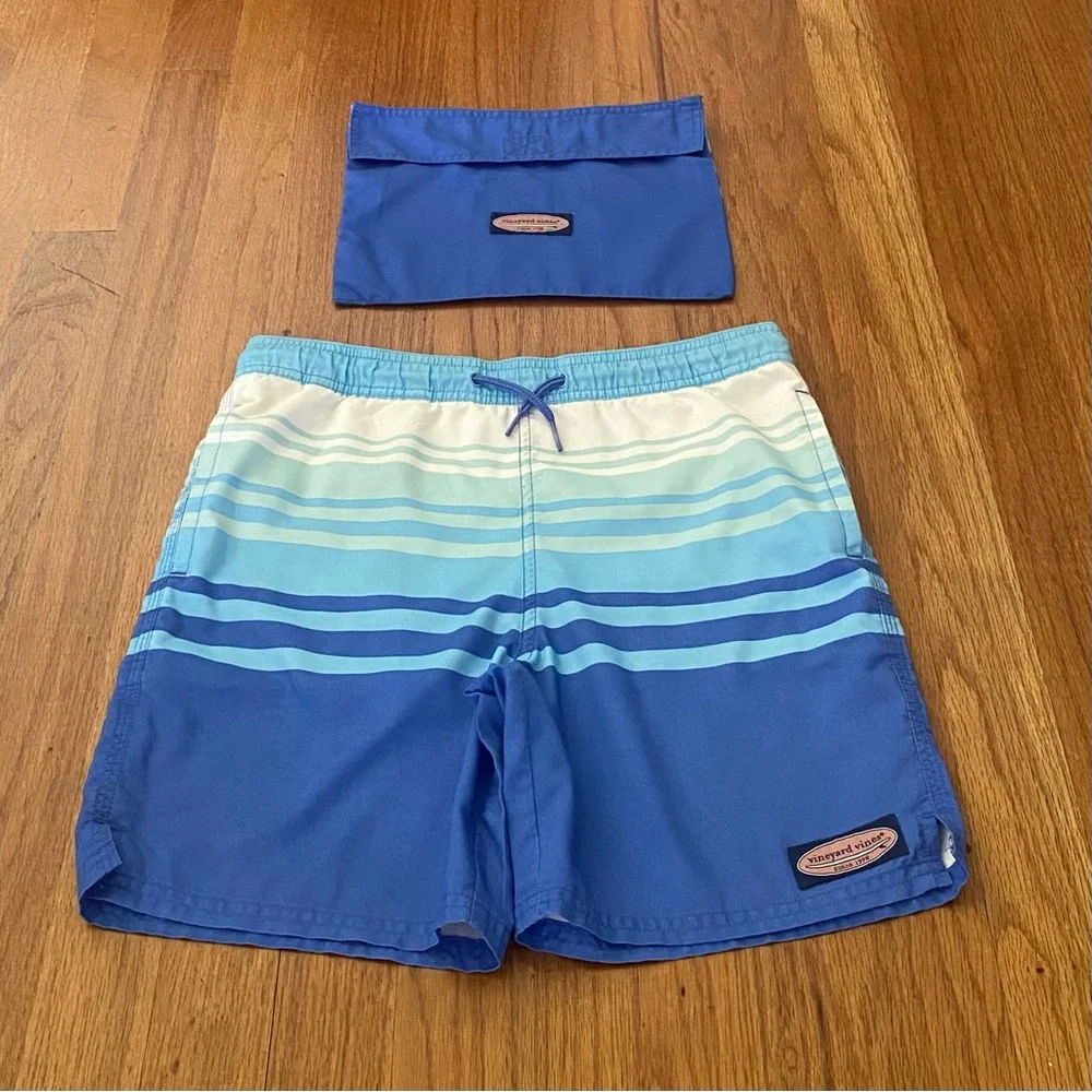 Vineyard Vines Blue and Cream Swim Trunks